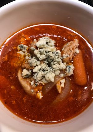 A picture of Crockpot Buffalo Chicken Soup.