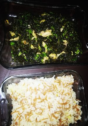 صورة لوصفة ملوخية ورز غيرشكل
