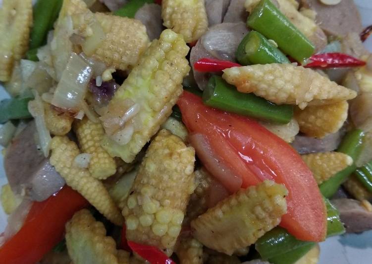 Tumis janten, buncis dan bakso