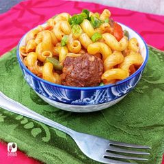 Cavatappi (twisted) Pasta With Meatballs 🍜🍝😋 A picture of Cavatappi (twisted) Pasta With Meatballs 🍜🍝😋.