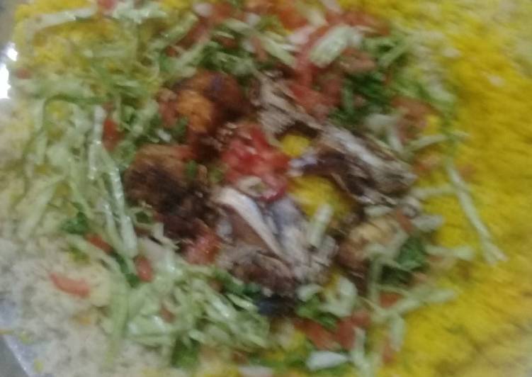 سمك مقلي مع رز