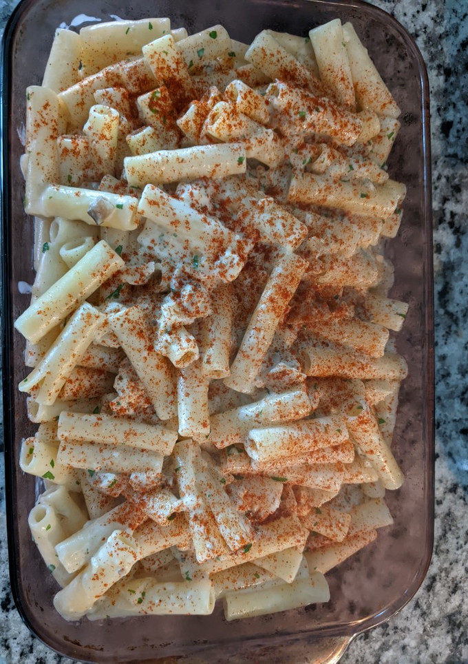Una foto de Pasta con salsa de berenjenas ahumadas