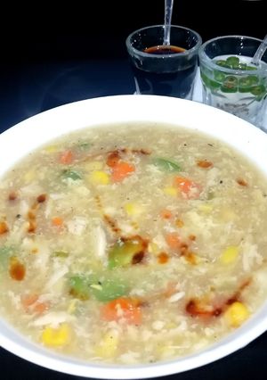 A picture of Veg sweet corn soup.