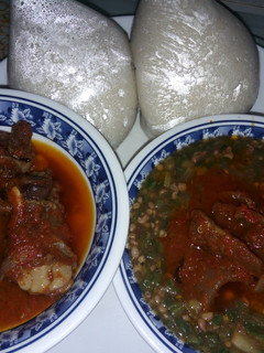 Corn swollo,plain okro soup mixed with stew ainihin hoton girkin