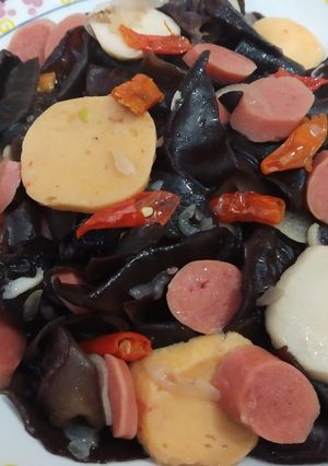 Foto resep Tumis Pedas Jamur Kuping with Scalop & Sosis