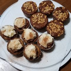 A picture of Spice Cupcakes wt Zucchini, Raisins, & Butterscotch Filling.