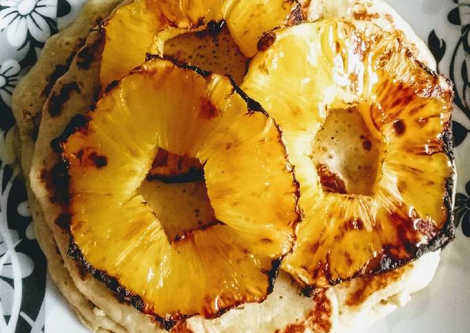 Banana Pancakes with Grilled Pineapple and Honey