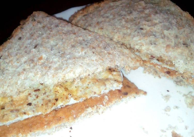 Easiest Way to Prepare Homemade Cinnamon Omelette and Peanut Butter Sandwich