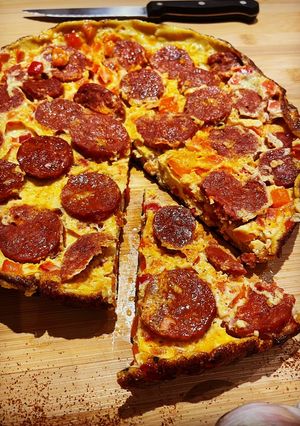 Une photo de Tortilla au chorizo et poivrons rouges