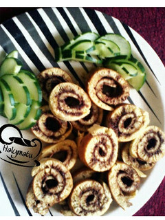 A picture of Swiss rolls.
