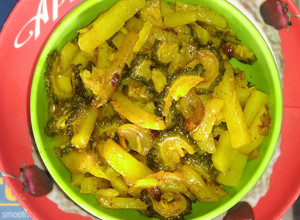 A picture of Simple sabji (alu karela).
