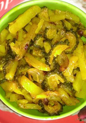 A picture of Simple sabji (alu karela).