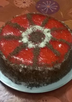 صورة لوصفة طريقة عمل كيكة الجيلو بحشوة الكريمة