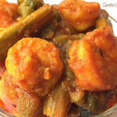 A picture of Prawns Drumstick with Ridgegourd curry.