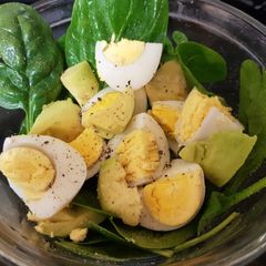 A picture of My Hard boiled Eggs and Avocado.