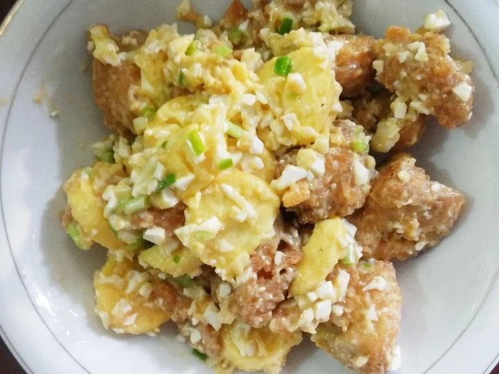 Cara Mudah Menyiapkan Resep Ayam karage dan tofu (tahu sutra) saus telur asin yang Bisa Manjain Lidah Anti Ribet, Mantap