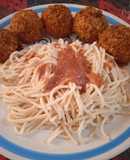 Albóndigas de pollo empanizadas con frituras en horno air fryer