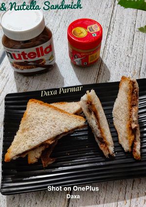 A picture of 5 minute Peanut Butter & Nutella Sandwich.