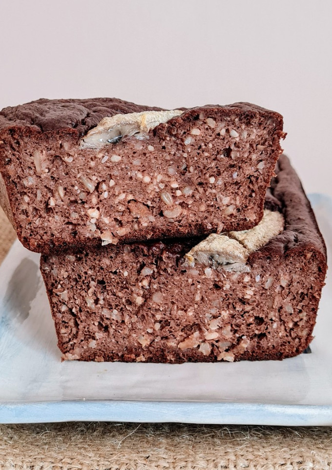 Una foto de Mi budín favorito 🎀de banana y cacao, sin gluten, sin harina, sin azúcar, sin edulcorante 🎀