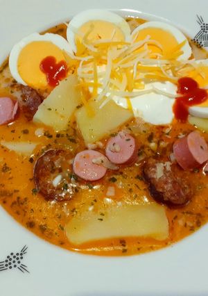 Rakott krumpli leves recept fotója