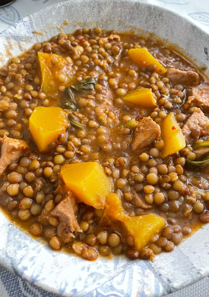 Una foto de Lentejas con calabaza