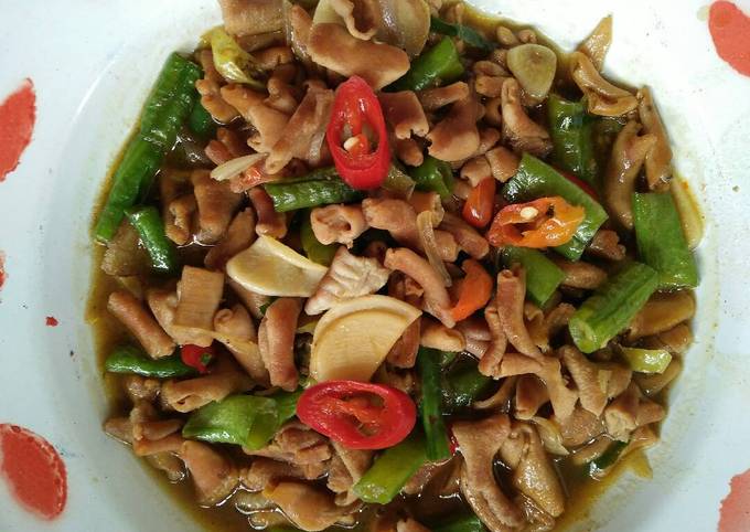 Bagaimana Membuat Oseng kacang panjang usus ayam, Lezat Sekali