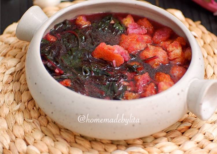 Sup bayam gelembung ikan / fish mau #homemadebylita