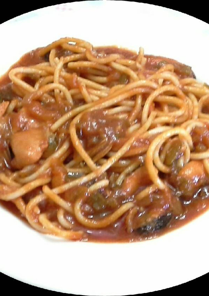 Una foto de Espaguetis con Mejillones a la marinera