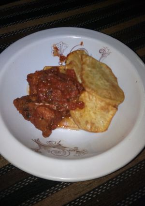 A picture of Sweet potatoes and stew.