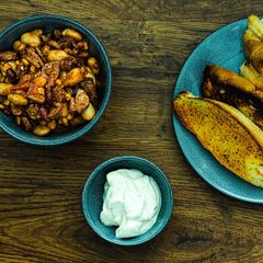A picture of Sausage Chilli Beans with Smoked Ham.