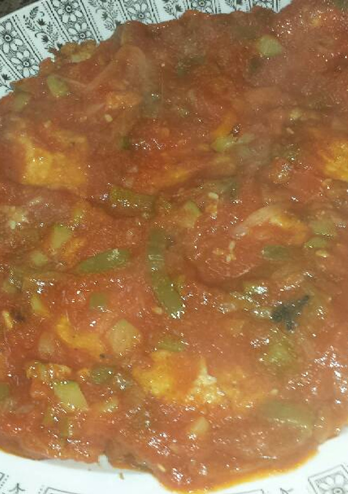 Una foto de Bacalao con pisto