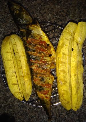 A picture of Grilled Mackerel Nd plantain (bole).