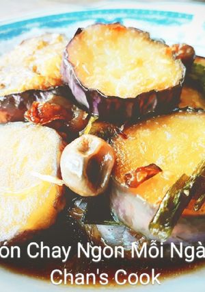 Hình của món Cà tím kho nấm chay.