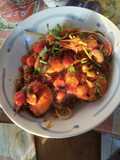 Shrimp linguini Fettucini with Tomato Sauce