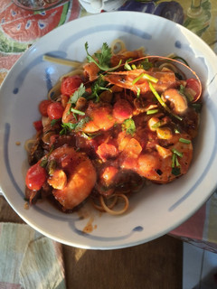 Foto resep Shrimp linguini Fettucini with Tomato Sauce