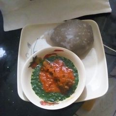 A picture of Amala & Ewedu soup.