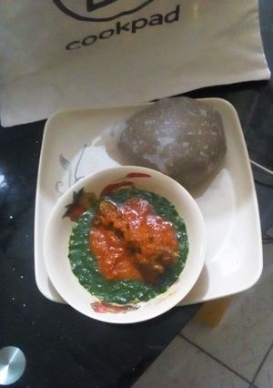 A picture of Amala & Ewedu soup.