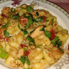 A picture of Spicy Karahi Macroni (with leftover Karahi).