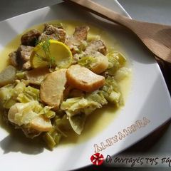 A picture of Pork braised with leeks and celery.