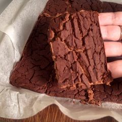 A picture of High protein chickpea brownies, vegan and gluten-free.