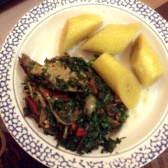 A picture of Plantain and vegetable.