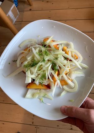 A picture of Fennel and peach salad.