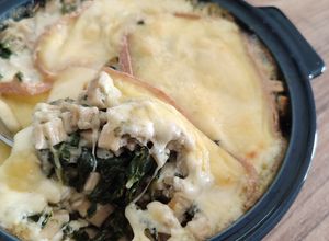 Une photo de Gratin de crozet épinard et raclette