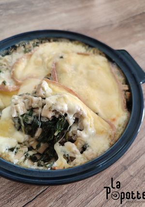 Une photo de Gratin de crozet épinard et raclette