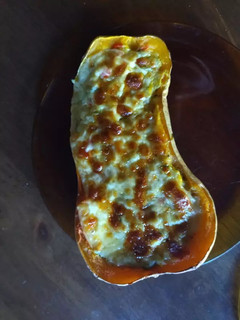 Una foto de Calabacín relleno al Microondas