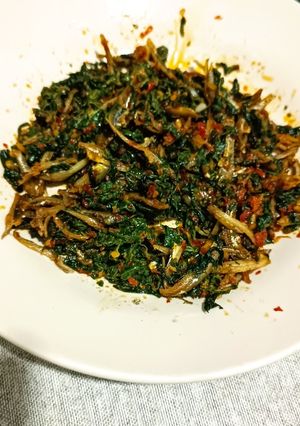 Foto resep Daun Ubi Balado Teri
