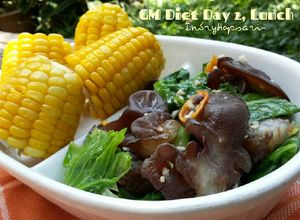 Foto resep Menu Diet GM hari ke 2, Tumis Cuciwis Jamur Kuping + Jagung Rebus (Makan siang)