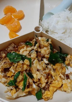 รูปของ ไข่เจียวหมูสับผักบุ้ง สูตรเด็ก 1 ขวบ