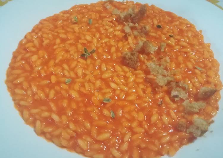 All'autunno - Risotto peperone, kefir, timo e crosta di pane