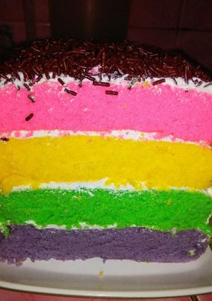 Foto resep Rainbow Cake (Kukus) Mudah Takaran Sendok